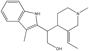 β-(3-Ethylidene-1-methyl-4-piperidyl)-3-methyl-1H-indole-2-ethanol 结构式