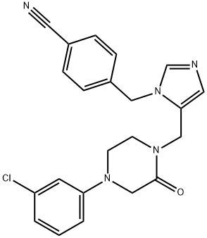 4-[5-[3-オキソ-4-(3-クロロフェニル)ピペラジノメチル]-1-イミダゾリルメチル]ベンゾニトリル 化学構造式