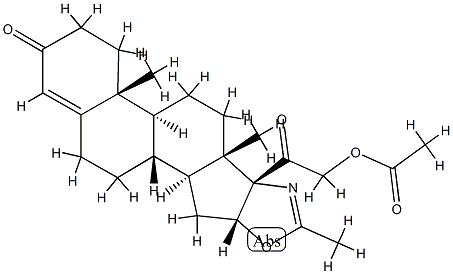 21-hydroxy-2'-methyl-16beta-5'H-pregn-4-eno[17,16-d]oxazole-3,20-dione 21-acetate Struktur