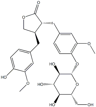 (3R,4S)-3-[[4-(β-D-Glucopyranosyloxy)-3-methoxyphenyl]methyl]-4,5-dihydro-4-[(4-hydroxy-3-methoxyphenyl)methyl]furan-2(3H)-one Structure