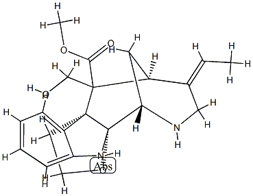 2α,5-エポキシ-1,2-ジヒドロ-16-ヒドロキシメチル-4,5-セコアクアンミラン-17-酸メチル 化学構造式