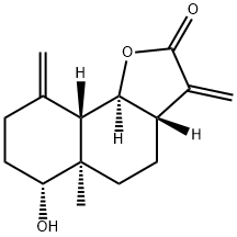 (3aS,9aβ,9bα)-3a,4,5,5a,6,7,8,9,9a,9b-デカヒドロ-6α-ヒドロキシ-5aα-メチル-3,9-ビス(メチレン)ナフト[1,2-b]フラン-2(3H)-オン 化学構造式