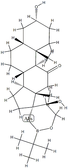 (20S)-17,21-[(tert-ブチルボランジイル)ビスオキシ]-3α,20-ジヒドロキシ-5β-プレグナン-11-オン 化学構造式