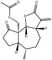 (3aS,6aβ,9bβ)-3,3a,4,5,6,6a,7,8,9a,9b-デカヒドロ-9aα-アセトキシメチル-6α-メチル-3-メチレンアズレノ[4,5-b]フラン-2,9-ジオン 化学構造式