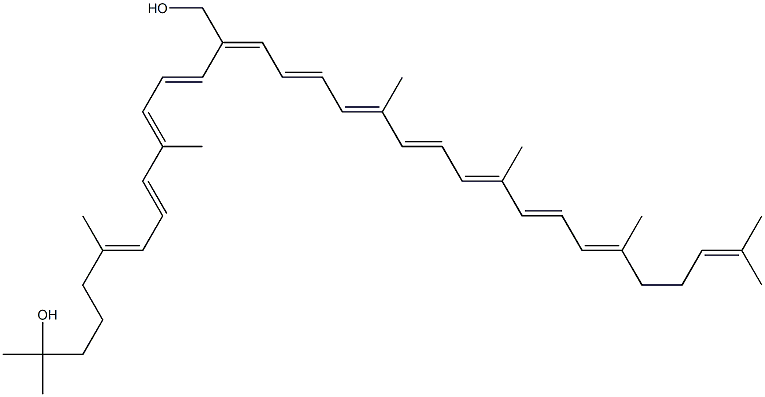 1,2-ジヒドロ-1,20-ジヒドロキシ-ψ,ψ-カロテン 化学構造式