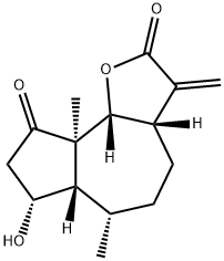 (3aS)-3,3aβ,4,5,6,6aβ,7,8,9a,9bβ-Decahydro-7α-hydroxy-6α,9aα-dimethyl-3-methyleneazuleno[4,5-b]furan-2,9-dione Struktur