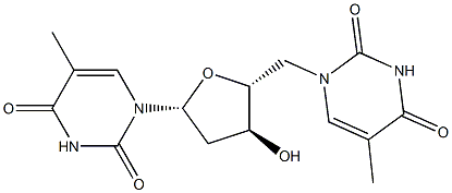 5'-デオキシ-5'-[3,4-ジヒドロ-5-メチル-2,4-ジオキソピリミジン-1(2H)-イル]チミジン 化学構造式