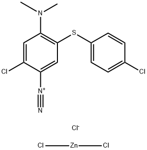 2-クロロ-5-[(4-クロロフェニル)チオ]-4-(ジメチルアミノ)-1-ベンゼンジアゾニウム·クロリド/ジクロロ亜鉛,(1:x) 化学構造式