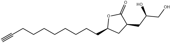 (3S)-5β-(9-デシニル)-3β-[(S)-2,3-ジヒドロキシプロピル]-4,5-ジヒドロフラン-2(3H)-オン 化学構造式