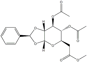 1-O,2-O-[(S)-ベンジリデン]-α-D-グルコピラノーストリアセタート 化学構造式
