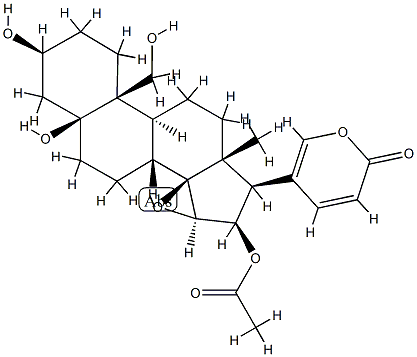 16β-アセトキシ-14,15β-エポキシ-3β,5,19-トリヒドロキシ-5β-ブファ-20,22-ジエノリド 化学構造式