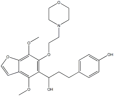 4,7-ジメトキシ-α-[2-(4-ヒドロキシフェニル)エチル]-6-[2-(4-モルホリニル)エトキシ]-5-ベンゾフランメタノール 化学構造式
