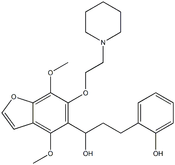 4,7-Dimethoxy-α-[2-(2-hydroxyphenyl)ethyl]-6-[2-(1-piperidinyl)ethoxy]-5-benzofuranmethanol Struktur