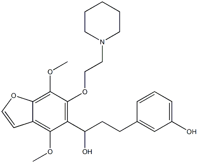 4,7-Dimethoxy-α-[2-(3-hydroxyphenyl)ethyl]-6-[2-(1-piperidinyl)ethoxy]-5-benzofuranmethanol 结构式