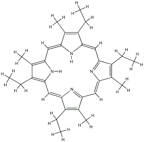 2,8,12,18-テトラエチル-3,7,13,17-テトラメチル-21H,23H-ポルフィリン 化学構造式