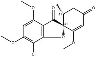 [2R,(+)]-7-クロロ-2',4,6-トリメトキシ-6'β-メチルスピロ[ベンゾフラン-2(3H),1'-[2]シクロヘキセン]-3,4'-ジオン 化学構造式