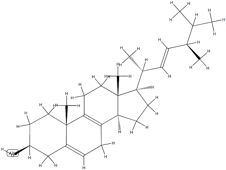 (22E,24R)-Ergosta-5,8,22-triene-3β-ol Structure