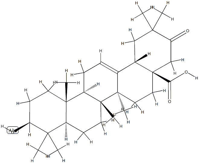 3β-ヒドロキシ-21-オキソオレアナ-12-エン-28-酸 化学構造式