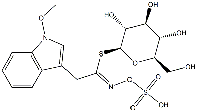 1-甲氧基-3-吲哚基甲基硫代葡萄糖苷, 5187-84-8, 结构式