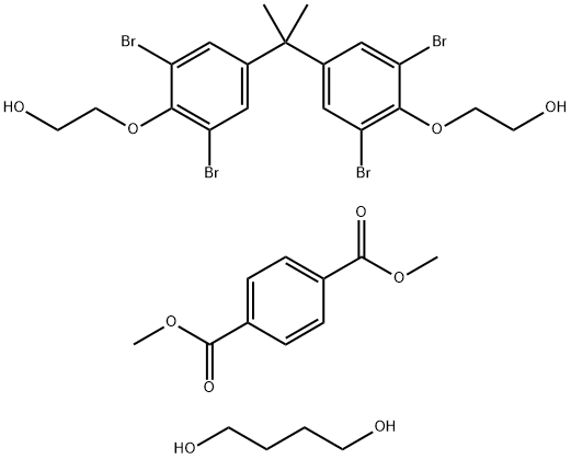 1,4-Benzenedicarboxylic acid, dimethyl ester, polymer with 1,4-butanediol and 2,2'-[(1-methylethylidene) bis[(2,6-dibromo-4,1-phenylene)oxy]]bis[ethanol] Structure