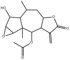 2-Acetoxydodecahydro-8-hydroxy-1b,7-dimethyl-3-methyleneoxireno[2,3]azuleno[6,5-b]furan-4-one 结构式
