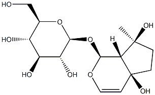 [(1S)-1,4a,5,6,7,7aα-Hexahydro-4aα,7α-dihydroxy-7-methylcyclopenta[c]pyran-1α-yl]β-D-glucopyranoside Struktur