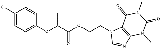 2-(4-クロロフェノキシ)プロピオン酸2-(1,2,3,6-テトラヒドロ-1,3-ジメチル-2,6-ジオキソ-7H-プリン-7-イル)エチル 化学構造式