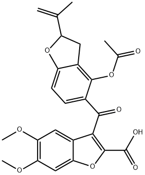 2-Benzofurancarboxylic acid, 3-4-(acetyloxy)-2,3-dihydro-2-(1-methylethenyl)-5-benzofuranylcarbonyl-5,6-dimethoxy- Struktur