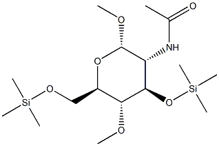 Methyl 2-(acetylamino)-4-O-methyl-3-O,6-O-bis(trimethylsilyl)-2-deoxy-α-D-glucopyranoside Structure