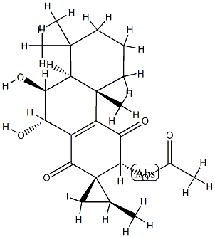 (2S,1S,3'R,4'bS,8'aS,9'S,10'S)-3'-Acetoxy-4'b,5',6',7',8',8'a,9',10'-octahydro-9',10'-dihydroxy-2,4'b,8',8'-tetramethylspiro[cyclopropane-1,2'(1'H)-phenanthrene]-1',4'(3'H)-dione Struktur