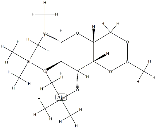 Methyl 2-O,3-O-bis(trimethylsilyl)-4-O,6-O-(methylboranediyl)-β-D-galactopyranoside Structure