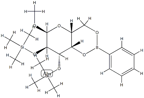 Methyl 2-O,3-O-bis(trimethylsilyl)-4-O,6-O-(phenylboranediyl)-α-D-galactopyranoside Structure