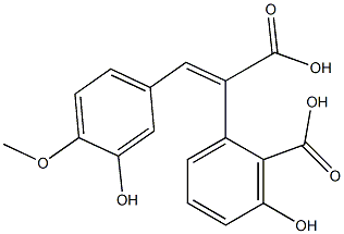 3,3'-ジヒドロキシ-4'-メトキシ-α,2-スチルベンジカルボン酸 化学構造式