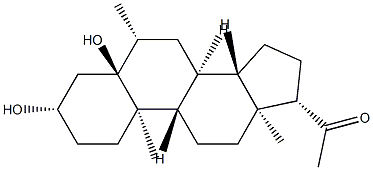 3β,5-ジヒドロキシ-6β-メチル-5α-プレグナン-20-オン 化学構造式
