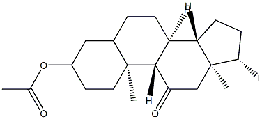 3-(アセチルオキシ)-17β-ヨードアンドロスタン-11-オン 化学構造式