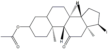 3-アセチルオキシ-17α-ヨードアンドロスタン-11-オン 化学構造式