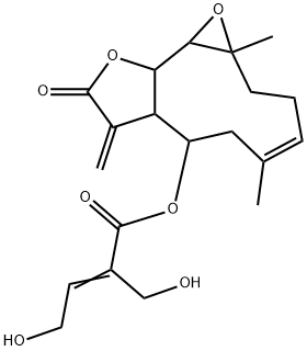 4-Hydroxy-2-hydroxymethyl-2-butenoic acid [1a,2,3,6,7,7a,8,9,10a,10b-decahydro-1a,5-dimethyl-8-methylene-9-oxooxireno[9,10]cyclodeca[1,2-b]furan-7-yl] ester Structure