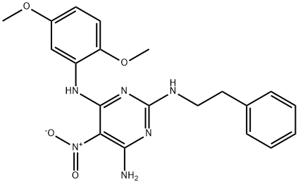 N~4~-(2,5-dimethoxyphenyl)-5-nitro-N~2~-(2-phenylethyl)pyrimidine-2,4,6-triamine Structure