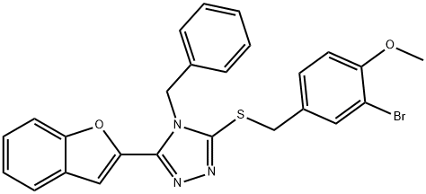 4H-1,2,4-Triazole,3-(2-benzofuranyl)-5-[[(3-bromo-4-methoxyphenyl)methyl]thio]-4-(phenylmethyl)-(9CI) Structure