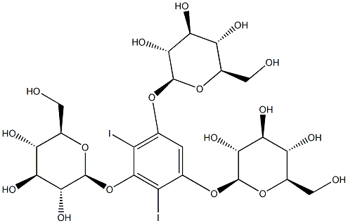 1,3,5-Tris(β-D-glucopyranosyloxy)-2,4-diiodobenzene Structure