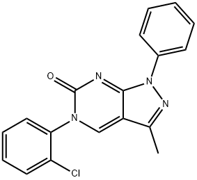6H-Pyrazolo[3,4-d]pyrimidin-6-one,5-(2-chlorophenyl)-1,5-dihydro-3-methyl-1-phenyl-(9CI) 结构式
