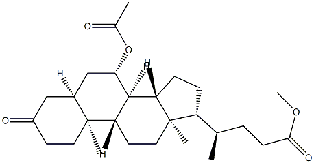 7β-アセトキシ-3-オキソ-5β-コラン-24-酸メチル 化学構造式
