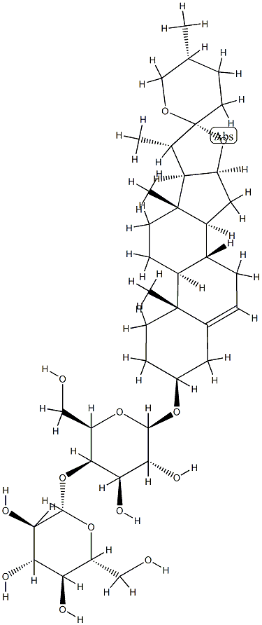 [(25R)-スピロスタ-5-エン-3β-イル]4-O-β-D-グルコピラノシル-β-D-ガラクトピラノシド 化学構造式