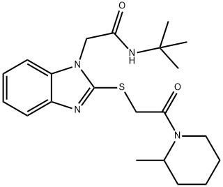 1H-Benzimidazole-1-acetamide,N-(1,1-dimethylethyl)-2-[[2-(2-methyl-1-piperidinyl)-2-oxoethyl]thio]-(9CI) 结构式