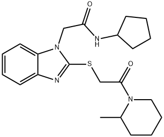 1H-Benzimidazole-1-acetamide,N-cyclopentyl-2-[[2-(2-methyl-1-piperidinyl)-2-oxoethyl]thio]-(9CI) Structure