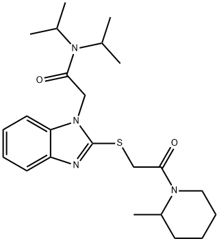 1H-Benzimidazole-1-acetamide,N,N-bis(1-methylethyl)-2-[[2-(2-methyl-1-piperidinyl)-2-oxoethyl]thio]-(9CI) Structure