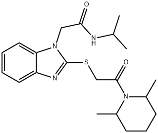 1H-Benzimidazole-1-acetamide,2-[[2-(2,6-dimethyl-1-piperidinyl)-2-oxoethyl]thio]-N-(1-methylethyl)-(9CI) 结构式