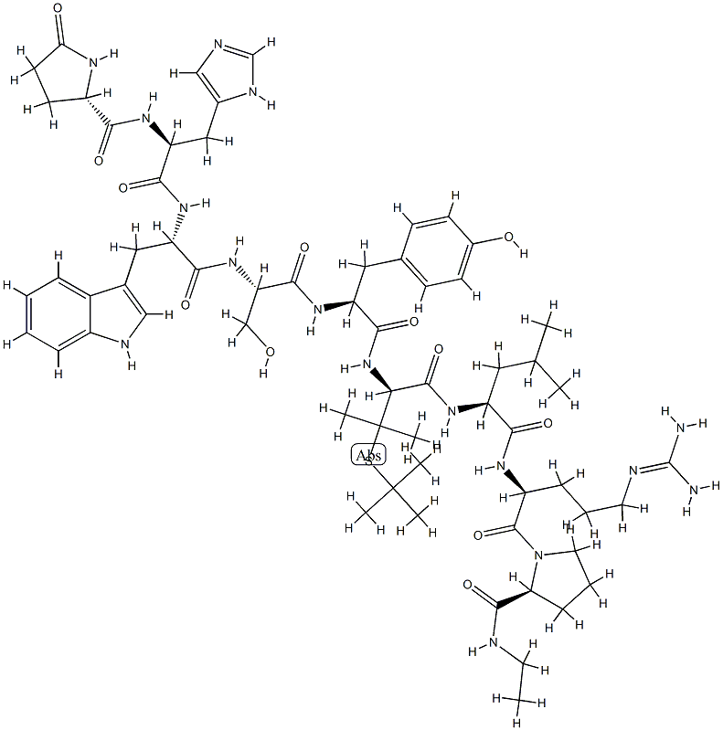 Luteinizing hormone-releasing factor (pig), 6-[3-[(1,1-dimethylethyl)thio]-d-valine]-9-(N-ethyl-l-prolinamide)-10-deglycinamide- 结构式