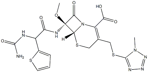 (6R)-7β-[[(S)-[(Aminocarbonyl)amino](2-thienyl)acetyl]amino]-7α-methoxy-3-[(1-methyl-1H-tetrazol-5-yl)thiomethyl]cepham-3-ene-4-carboxylic acid 结构式