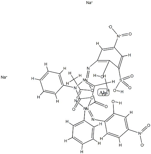 Chromate(2-), [2,4-dihydro-4-[(2-hydroxy-4-nitrophenyl)azo]-5-methyl-2-phenyl-3H-pyrazol-3-onato(2-)][3-[(4,5-dihydro-3-methyl-5-oxo-1-phenyl-1H-pyrazol-4-yl)azo]-2-hydroxy-5-nitrobenzenesulfonato(3-)]-, disodium  Structure